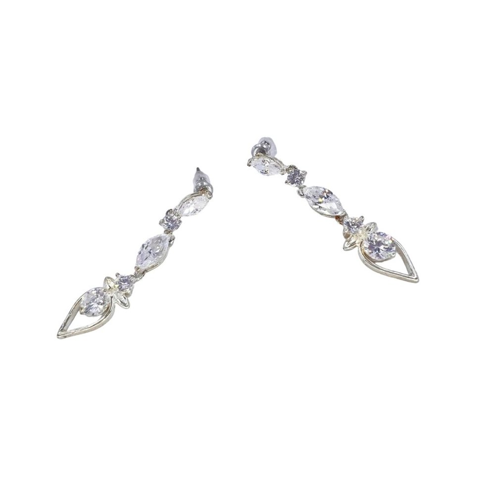NWT - Charming Charlie - Clear CZ Gold Tone Drop Jeweled Post Earrings